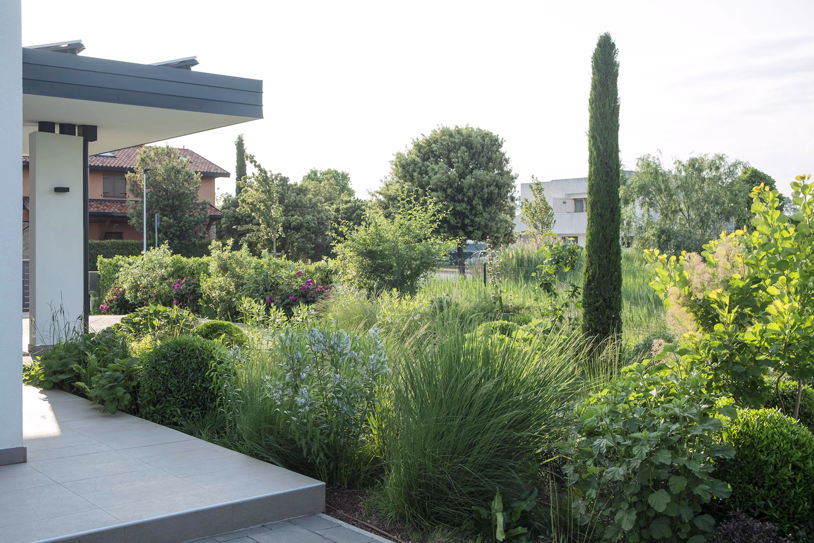 View 10 of the “Mediterranean Grass” garden design, created by Roberto Landello.Vista 10 del progetto di giardino Erba mediterranea, realizzato da Roberto Landello.