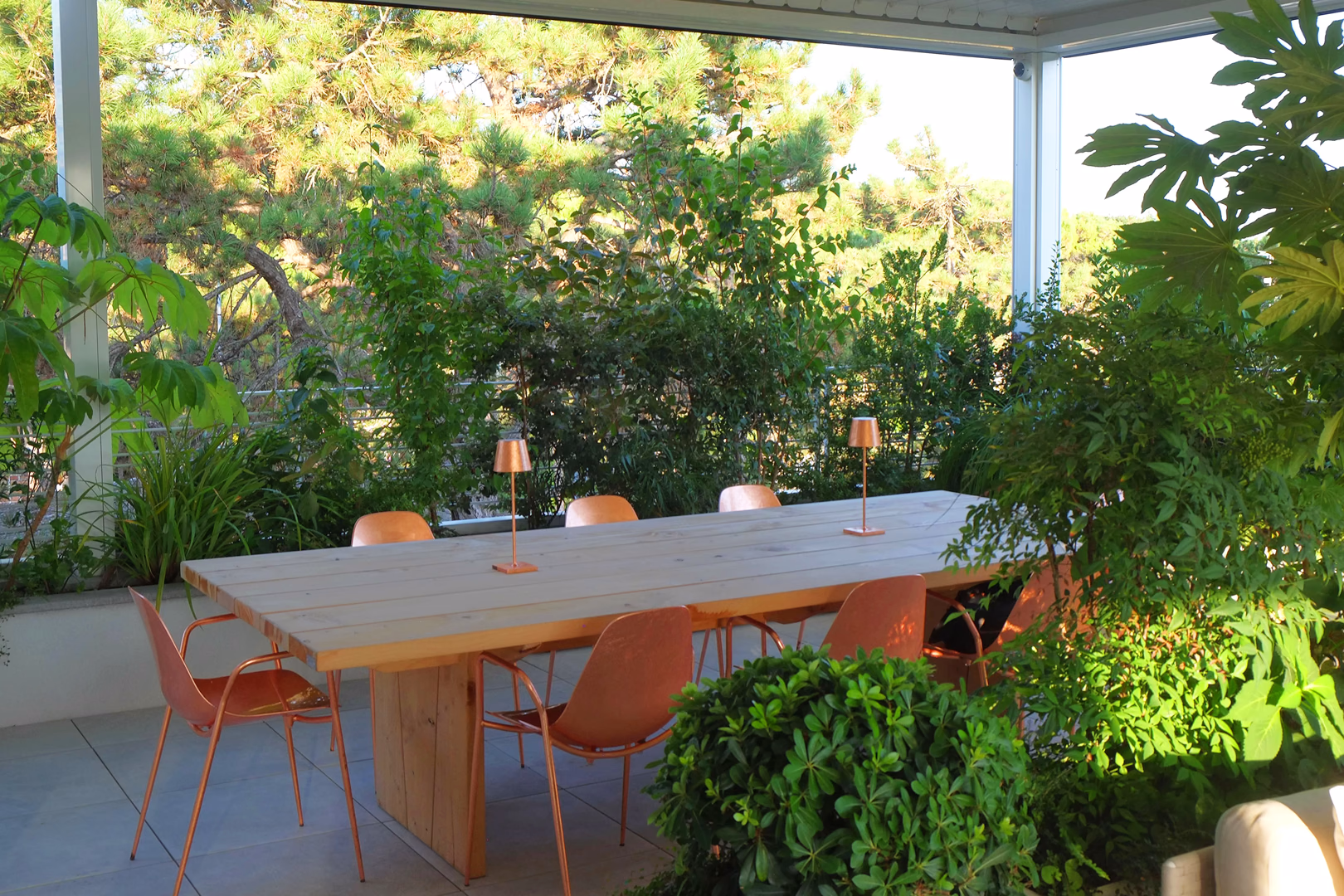 View 3 of the Tropical Pines garden design, created by Roberto Landello.Vista 3 del progetto di giardino Tropical Pines, realizzato da Roberto Landello.