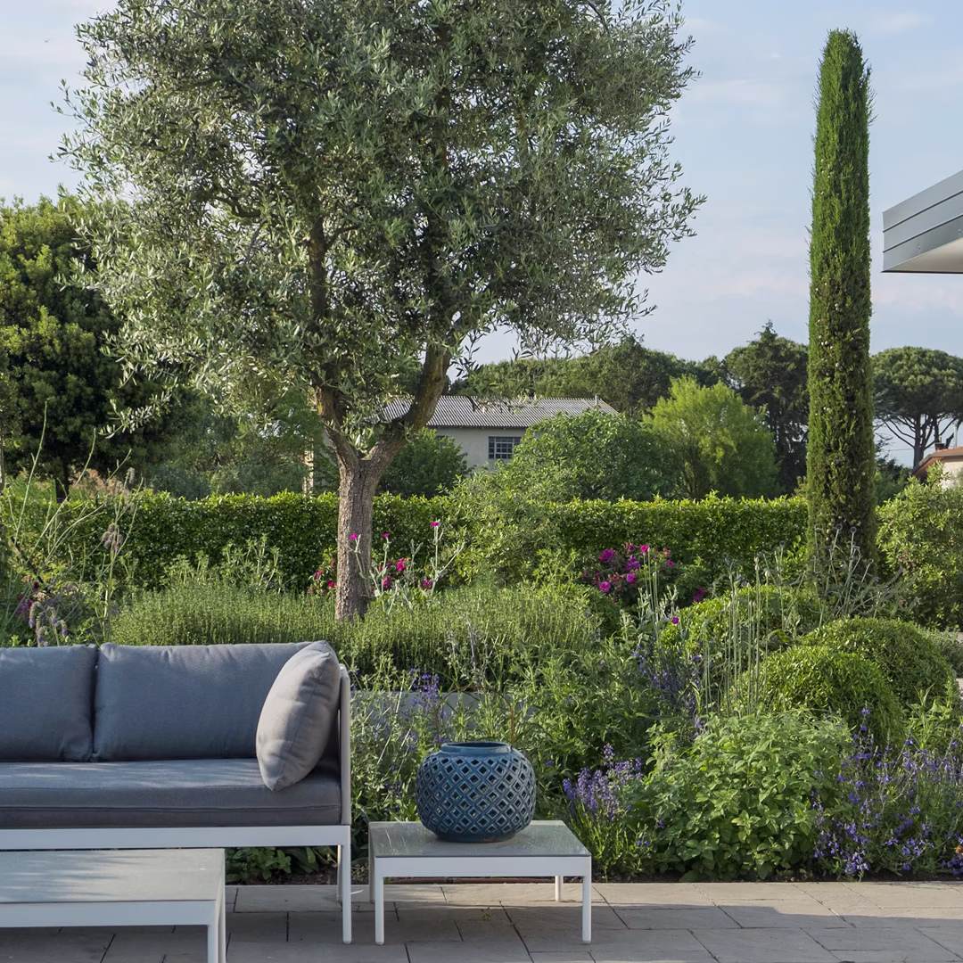View 2 of the “Mediterranean Grass” garden design by Roberto Landello.